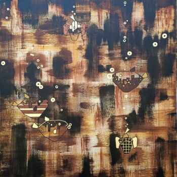 Painting titled "Les eaux profondes…" by Amélie Romet, Original Artwork, Acrylic