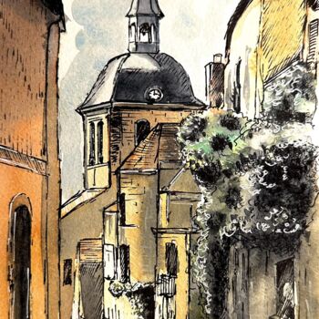 Peinture intitulée "Vezelay" par Franck Giraud, Œuvre d'art originale, Aquarelle