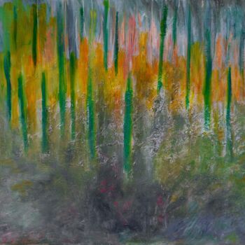 Peinture intitulée "Le feu en forêt 2/…" par  Bricart, Œuvre d'art originale, Huile