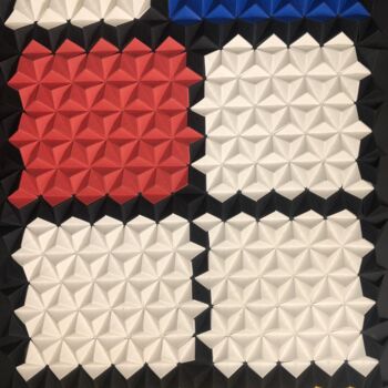 Dessin intitulée "Mondrian en 3D" par Ivo Mart, Œuvre d'art originale, Papier