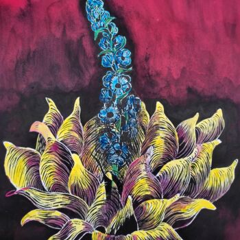 Printmaking titled "Impression végétale…" by Delphine Epron, Original Artwork, Engraving