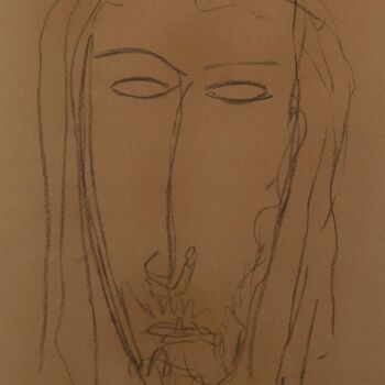 Drawing titled "Jésus était il beau…" by Bernard Bonnet, Original Artwork, Charcoal