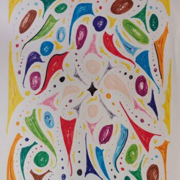 Dessin intitulée "Mikado de couleurs" par Mlg, Œuvre d'art originale, Fibre Textile