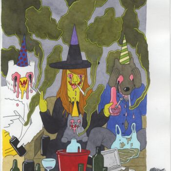 Drawing titled "Inside Cover for XM…" by Simon Hanselmann, Original Artwork, Ink