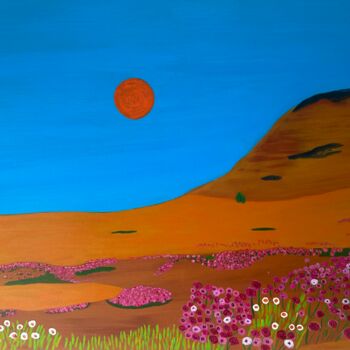 Painting titled "Désert fleuri" by Violette Guardia Decoin, Original Artwork, Acrylic Mounted on Wood Stretcher frame