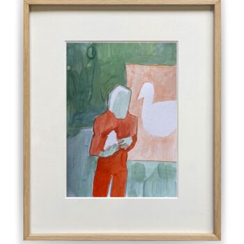 Painting titled "Zakariya et son pig…" by Margaux Desombre, Original Artwork, Acrylic