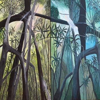 Painting titled "forêt vierge" by Olivier Morel Pellen, Original Artwork, Acrylic