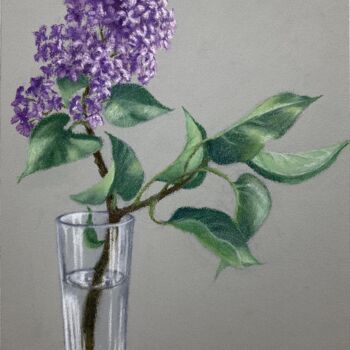 Drawing titled "Spring of lilac" by Ekaterina Kaneva, Original Artwork, Pastel
