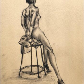 Drawing titled "La Simplicité" by Laurène Hillion, Original Artwork, Charcoal