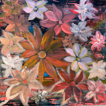 Peinture intitulée "LE POUVOIR DES FLEU…" par Isabelle Taieb Nicolaï, Œuvre d'art originale, Acrylique