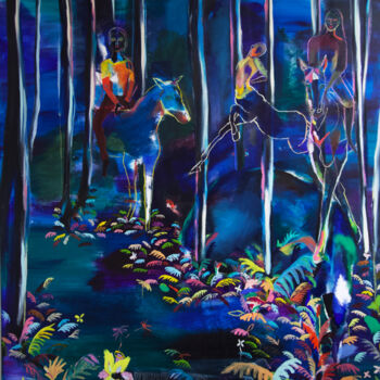 Painting titled "Cavalier" by Alice Grenier Nebout, Original Artwork, Oil