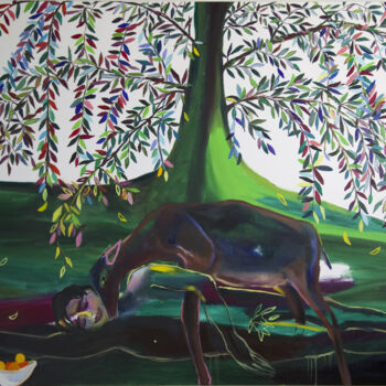 Painting titled "L'éphèbe" by Alice Grenier Nebout, Original Artwork, Oil