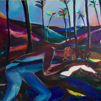 Painting titled "Le Faon" by Alice Grenier Nebout, Original Artwork, Oil