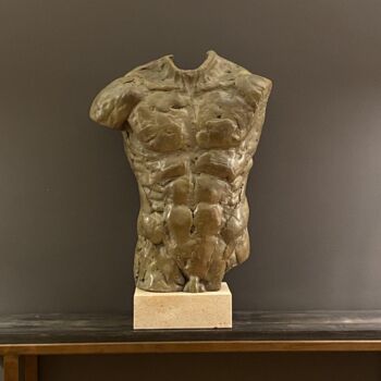 Sculpture titled "Torse de Leonidas " by Jean Gabriel Mondié, Original Artwork, Bronze