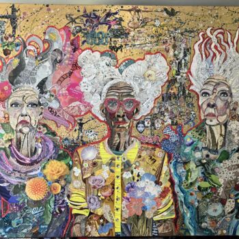Collages titled "desperate housewives" by Moira Mcainsh, Original Artwork, Collages Mounted on Wood Stretcher frame
