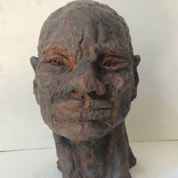 Sculpture titled "Le nubien" by Dominique Ganiage, Original Artwork, Clay