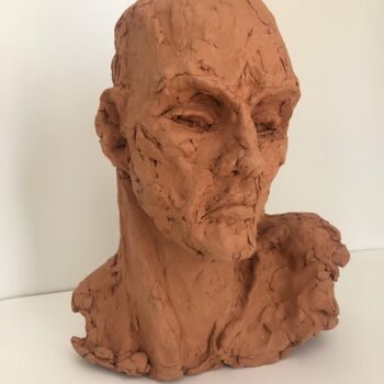 Sculpture titled "Portrait aux souven…" by Dominique Ganiage, Original Artwork, Clay