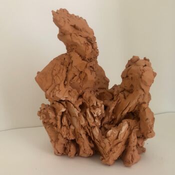 Sculpture intitulée "Face au vent" par Dominique Ganiage, Œuvre d'art originale, Argile