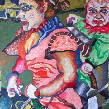 Textile Art titled "La marche en avant " by Lautum, Original Artwork, Oil
