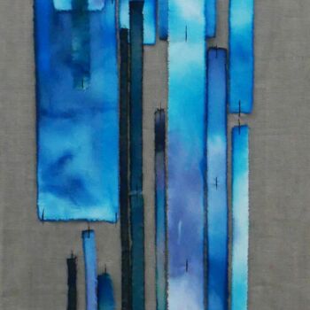 Drawing titled "BLEU NUMERO 3" by Swid, Original Artwork, Ink