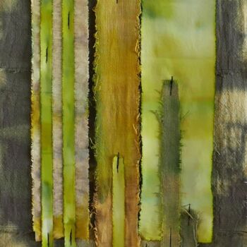 Textile Art titled "VERT NUMERO 3" by Swid, Original Artwork, Ink