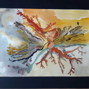 Painting titled "corail " by Garonne Garonne, Original Artwork, Watercolor