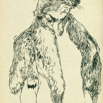 Dessin intitulée "La peau des bête" par Tereza Lochmann, Œuvre d'art originale, Fibre Textile