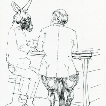 Dessin intitulée "La condition équine…" par Tereza Lochmann, Œuvre d'art originale, Encre