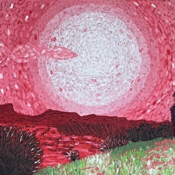 Peinture intitulée "GRANIER ROUGE" par Gly, Œuvre d'art originale, Bois