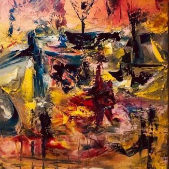 Painting titled "Tempête " by Spazi, Original Artwork, Fabric