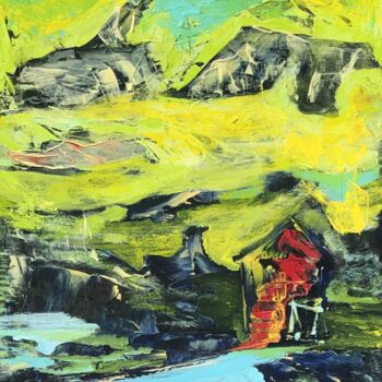 Painting titled "Crépuscule Gardois " by Spazi, Original Artwork, Fabric