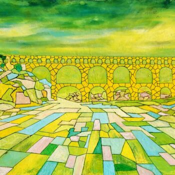 Peinture intitulée "Pont n°2 " par Spazi, Œuvre d'art originale, Tissu