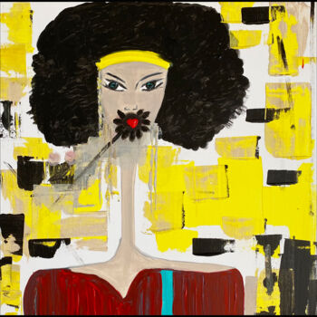 Painting titled "LA FLEUR AU COEUR D…" by Isabelle Taieb Nicolaï, Original Artwork, Acrylic