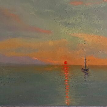Peinture intitulée "Soleil couchant" par Nicolas Dupuy, Œuvre d'art originale, Huile