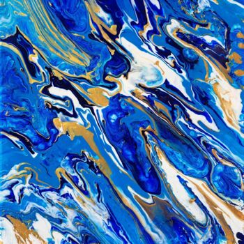 Painting titled "Passion bleu" by Vgart, Original Artwork, Acrylic Mounted on Wood Stretcher frame