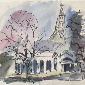 Peinture intitulée "Église, Vichy, Fran…" par Jean Retif, Œuvre d'art originale, Aquarelle