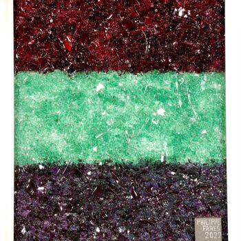 Painting titled "BANDES PASSANTES " by Philippe Fares, Original Artwork, Glass