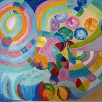 Painting titled "Hommage à Robert De…" by Pierre Willaume, Original Artwork, Oil Mounted on Wood Stretcher frame