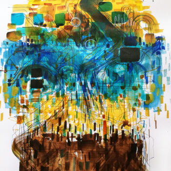 Painting titled " le jeu" by Rodin Sotolongo Zapata, Original Artwork, Watercolor