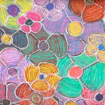 Painting titled "Jardin de fleurs #5" by Rio Gilmer Goncalves, Original Artwork, Acrylic