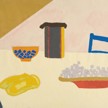 Painting titled "Sur la table" by Emanuel  Proweller, Original Artwork, Gouache