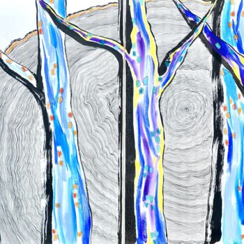 Painting titled "L'âme de la forêt" by Cécile White, Original Artwork, Acrylic Mounted on Wood Stretcher frame