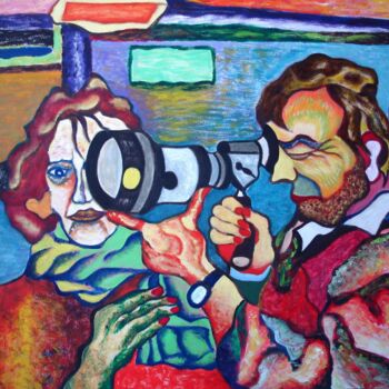 Art textile intitulée "" L'homme à la camé…" par Lautum, Œuvre d'art originale, Huile