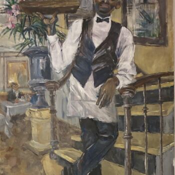Peinture intitulée "Au café du commerce" par Ludmila Ternano Dolgova, Œuvre d'art originale, Acrylique Monté sur Châssis en…