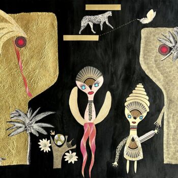 Collages intitulée "REFLETS" par Kragethe, Œuvre d'art originale, Acrylique
