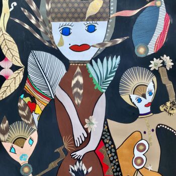 Collages intitulée "EVE" par Kragethe, Œuvre d'art originale, Acrylique