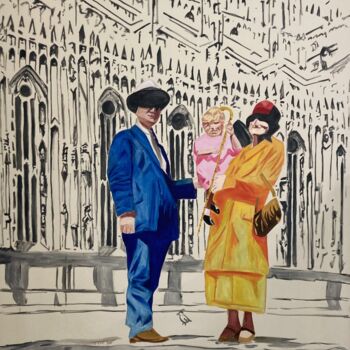 Painting titled "L'uccello" by Brice Mantovani, Original Artwork, Oil Mounted on Wood Stretcher frame
