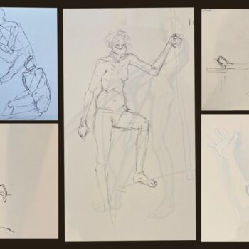 Drawing titled "Nude observation dr…" by Elise De Botton, Original Artwork, Ink