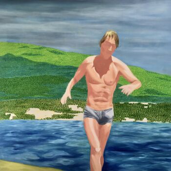 Painting titled "La croix" by Brice Mantovani, Original Artwork, Oil Mounted on Wood Stretcher frame