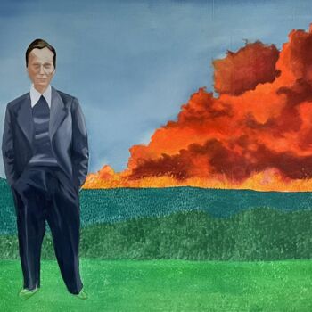Painting titled "Le malin" by Brice Mantovani, Original Artwork, Oil Mounted on Wood Stretcher frame